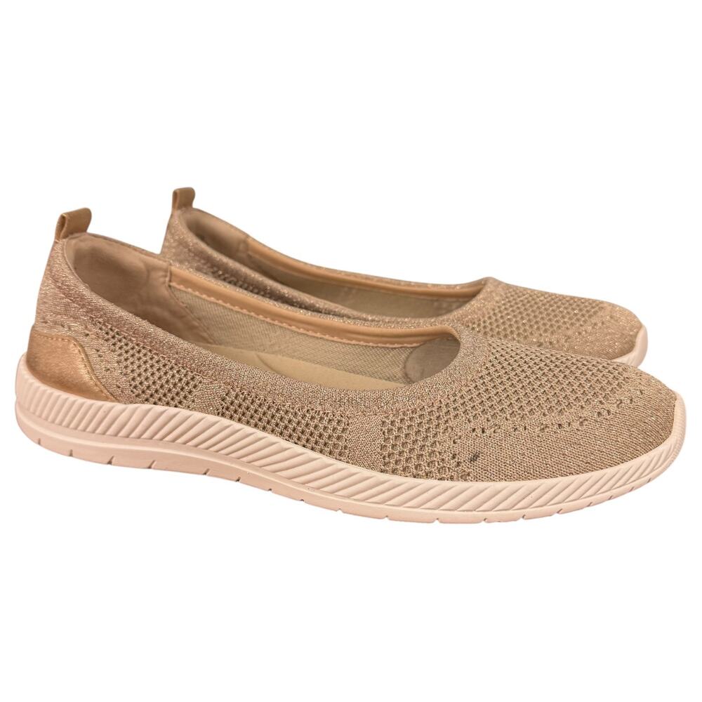 Easy Spirit Glitz 2 Gold Mesh Knit Slip On Sneakers Loafers Comfort Shoes 11 N